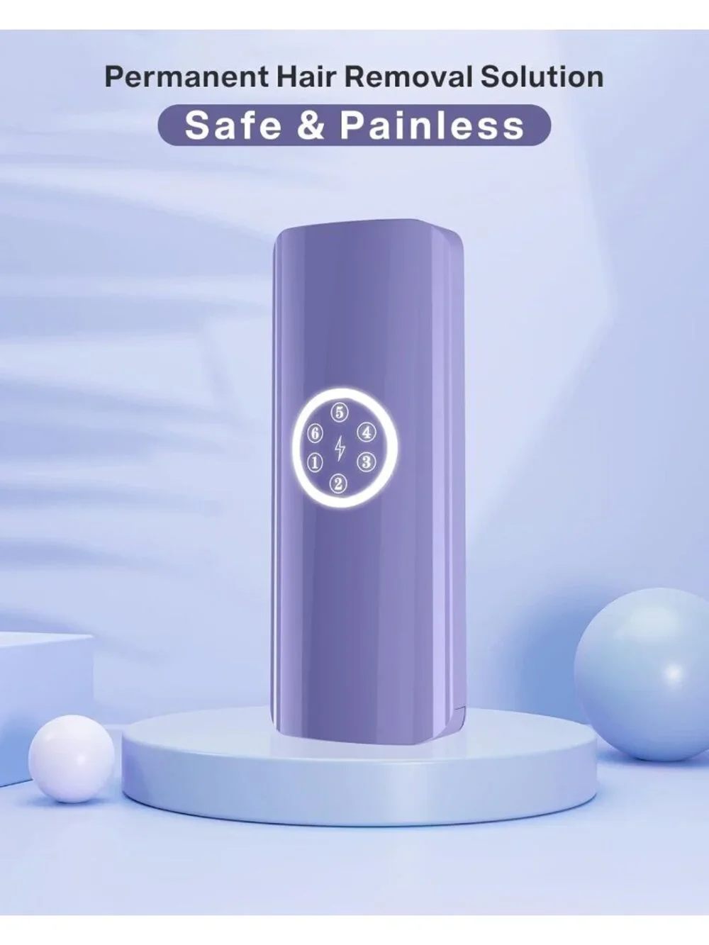 IPL Laser Hair Removal Permanent Remover 6 Levels/2 Modes Purple